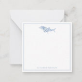 コースタルウォーターカラーブルー水玉模様イルカ ノートカード (正面)