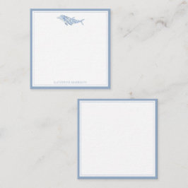 コースタルウォーターカラーブルー水玉模様イルカ ノートカード