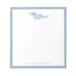 コースタルウォーターカラーブルー水玉模様イルカ ノートパッド