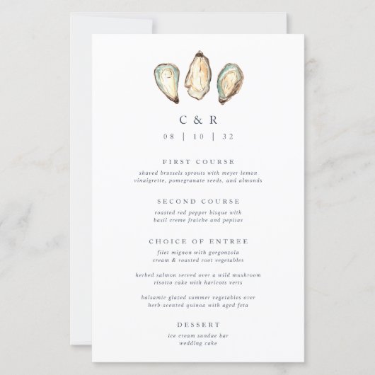 コースタルウォーター結婚カラーオイスターのメニュー (正面)