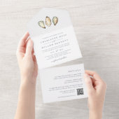 コースタルウォーター結婚カラーオイスター オールインワン招待状 (貼ってはがせる)