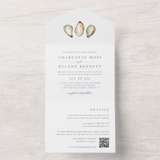 コースタルウォーター結婚カラーオイスター オールインワン招待状 (内側)