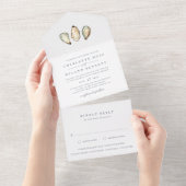 コースタルウォーター結婚カラーオイスター オールインワン招待状 (貼ってはがせる)