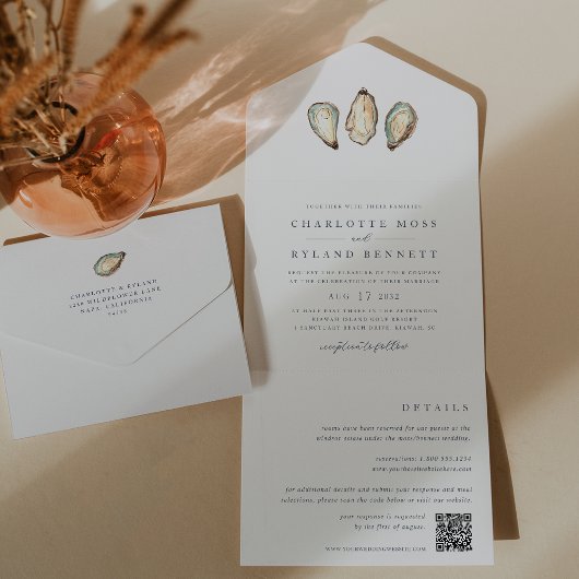 コースタルウォーター結婚カラーオイスター オールインワン招待状