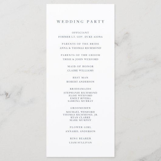 コースタルウォーター結婚カラーオイスター プログラム (裏面)