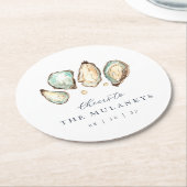 コースタルウォーター結婚カラーオイスター ラウンドペーパーコースター (アングル)