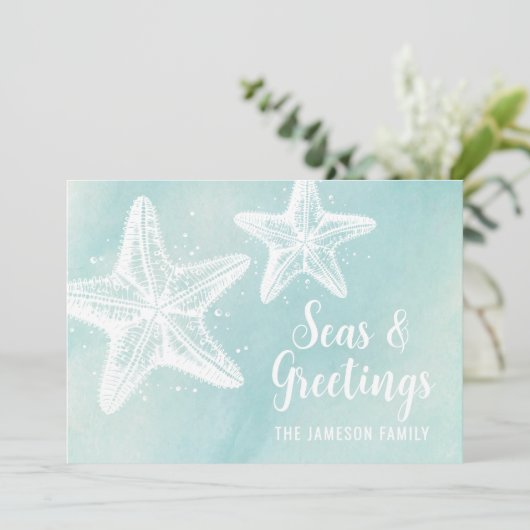 コースタルウォーター色ビーチクリスマス シーズンカード (スタンド正面)