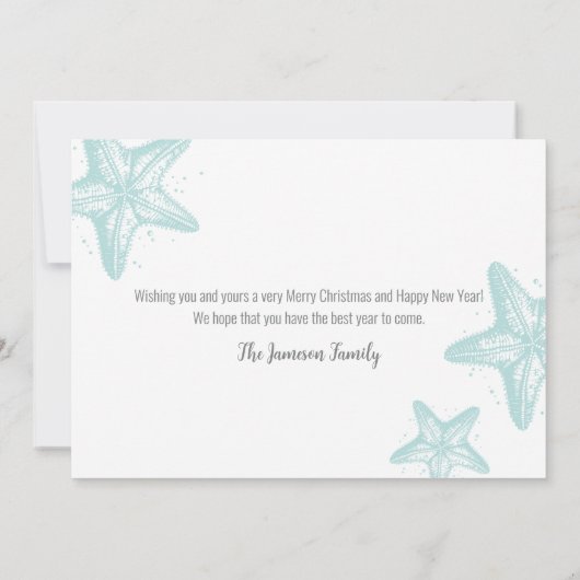 コースタルウォーター色ビーチクリスマス シーズンカード (裏面)