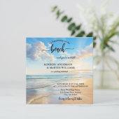 コースタルウォーター色ビーチ結婚式招待状 招待状 (スタンド正面)