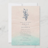 コースタルウォーター色ビーチ結婚式招待状 招待状 (正面)