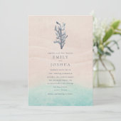 コースタルウォーター色ビーチ結婚式招待状 招待状 (スタンド正面)