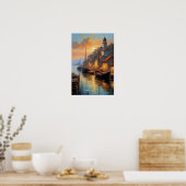 コースタルエコー、夕べビューの旧市街 ポスター (キッチン)