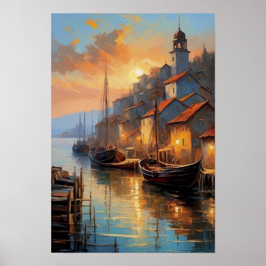 コースタルエコー、夕べビューの旧市街 ポスター (正面)