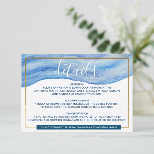 コースタルエレガンスウォーターカラー詳細エンクロージャ 出欠カード (スタンド正面)