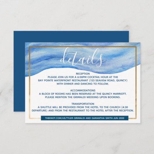 コースタルエレガンスウォーターカラー詳細エンクロージャ 出欠カード (正面/裏面)