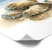 コースタルオイスターシェルウォータービーチアート ポスター (角)