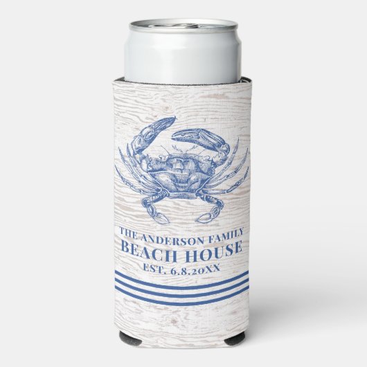 コースタルカニビーチハウス素朴ウッドファミリー名 スリム缶クーラー (Seltzer裏面)