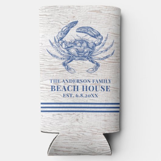 コースタルカニビーチハウス素朴ウッドファミリー名 スリム缶クーラー (裏面)