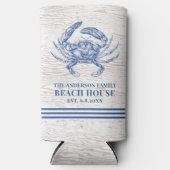 コースタルカニビーチハウス素朴ウッドファミリー名 スリム缶クーラー (正面)