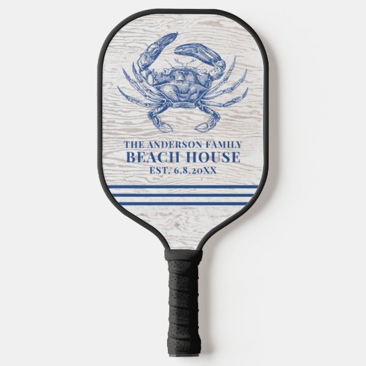 コースタルカニビーチハウス素朴ウッドファミリー名 ピックルボールラケット (正面)