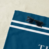 コースタルカニビーチ素朴ハウスファミリーネームネイビー ビーチタオル (インサイチュ)