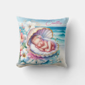 コースタルガールズベビーシャワーパーソナライズされた クッション (正面)