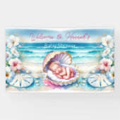 コースタルガールズベビーシャワーパーソナライズされた 横断幕 (横)