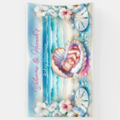 コースタルガールズベビーシャワーパーソナライズされた 横断幕 (縦)