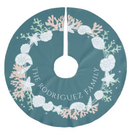 コースタルクリスマスシェルリースツリースカート ブラッシュドポリエステルツリースカート