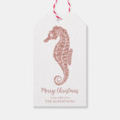 コースタルクリスマスシーホースバラ金ゴールドグリッター ギフトタグ (正面)