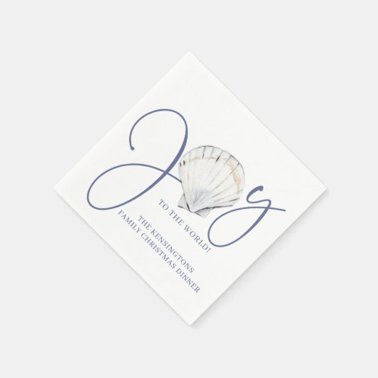 コースタルクリスマスジョイシーシェルホ航海のリデイ スタンダードカクテルナプキン (角)