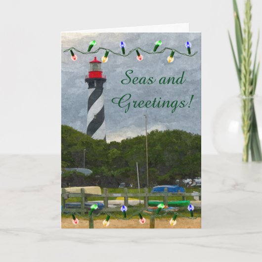 コースタルクリスマスセントオーガスティンライトハウスカード シーズンカード (正面)