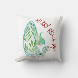 コースタルクリスマスビーチサンタウォーターカラーアート クッション