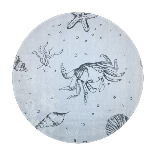 コースタルクリスマスビーチシークリージャーブルー カッティングボード (正面)