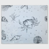 コースタルクリスマスビーチシークリージャーブルー ラッピングペーパー (フラット)