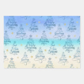 コースタルクリスマスビーチホリデーことわざ ラッピングペーパーシート (正面)