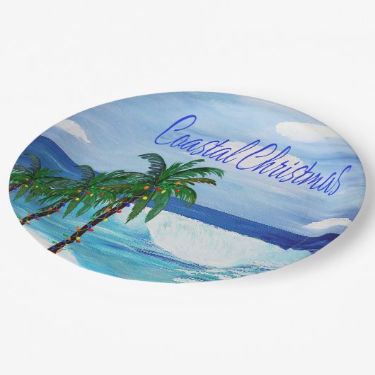 コースタルクリスマスホリデーパーティー紙プレート ペーパープレート (アングル)
