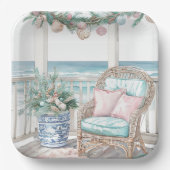 コースタルクリスマスポーチシーン紙プレート ペーパープレート (正面)