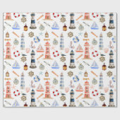 コースタルクリスマスライトハウス ラッピングペーパー (フラット)