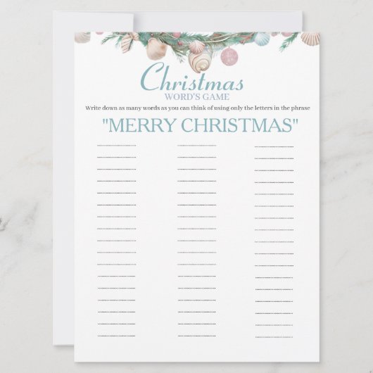 コースタルクリスマスワーズゲームカード シーズンカード (正面)