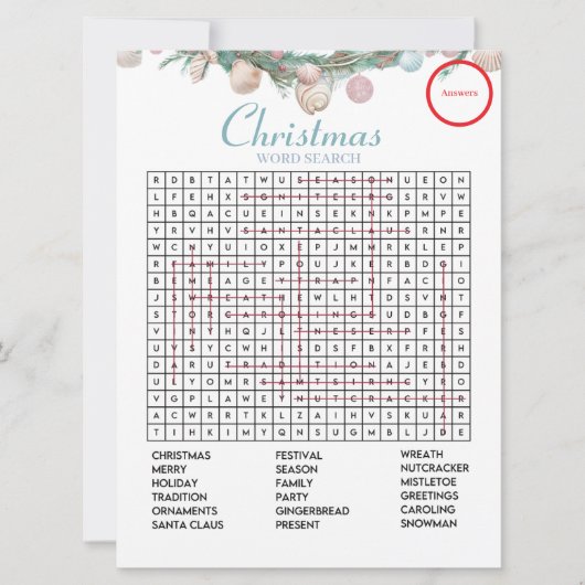 コースタルクリスマスワード検索応答ゲームカード シーズンカード (正面)