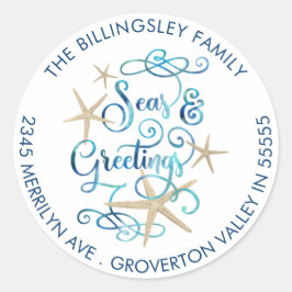 コースタルクリスマス季節のごあいさつ差出人住所 ラウンドシール