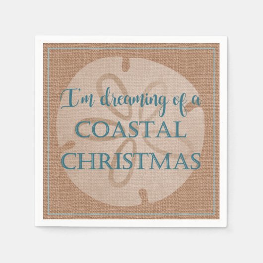 コースタルクリスマス紙カクテルナプキン スタンダードカクテルナプキン (正面)
