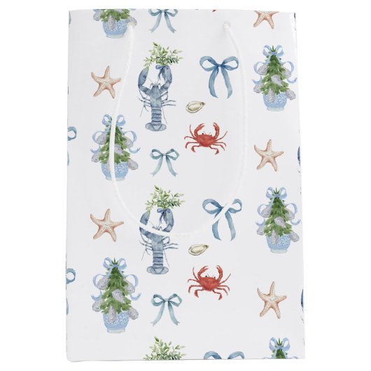 コースタルクリ航海のスマスロブスター&カニホリデー ミディアムペーパーバッグ (正面)