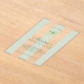 コースタルグリーンカバナストライプビーチパーム誕生日 アクリル招待状 (レイダウン)