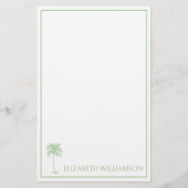 コースタルグリーンパルメットパームツリパーソナライズされたー 便箋 (正面)