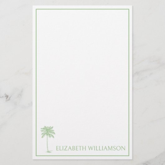 コースタルグリーンパルメットパームツリパーソナライズされたー 便箋 (正面)