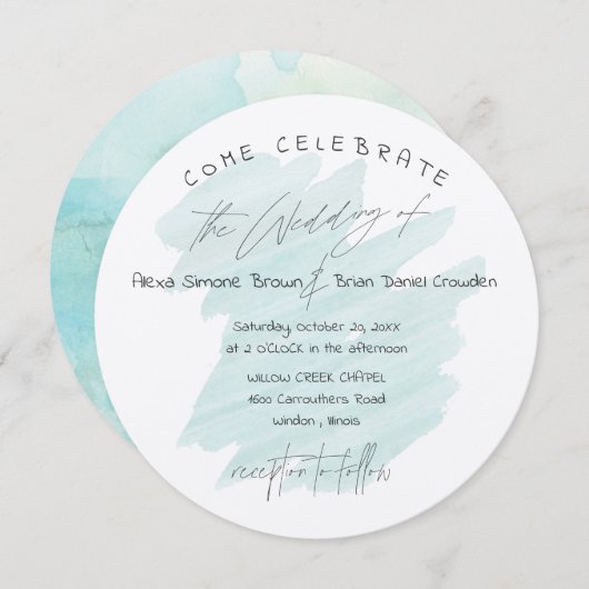 コースタルコットンモダン(タイポグラフィ円) 招待状 (正面/裏面)