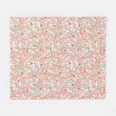 コースタルコーラルとシーシェルヴィンテージ海 フリースブランケット (正面(横))