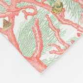 コースタルコーラルとシーシェルヴィンテージ海 フリースブランケット (角)